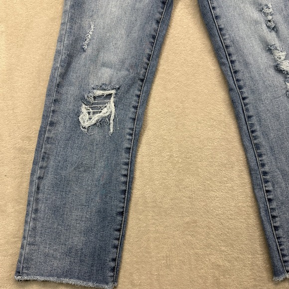 VERVE Los Angeles Jeans Women's 27 Raw Hem Straight Ankle Distressed Blue Denim - Picture 4 of 15